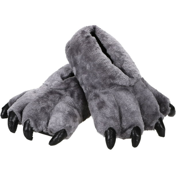 Adult Cute Plush Animal Paw Slippers Fuzzy Warm House Shoes